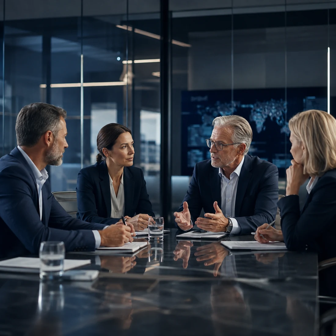 Senior advisers in a boardroom discussion on cyber and technology risk